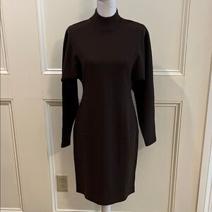 Elegant Long Sleeve Dark Brown Dress